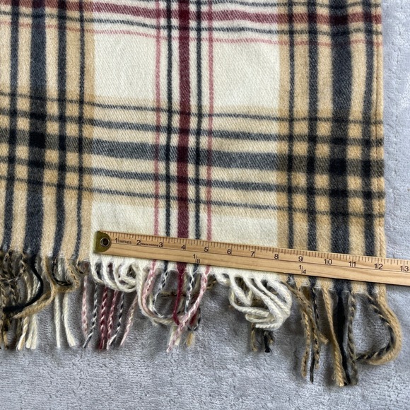 Woolrich Plaid Scarf Wrap One Size Cream Tan Fringe Warm‎ Boho Western Outdoor - Picture 4 of 7